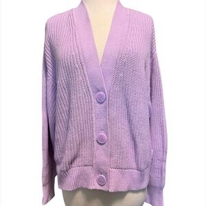 H&M Women's Size M Chunky Ribbed Cardigan Sweater Lavender Warm